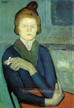 Femme à la cigarette 1901 Pablo Picasso Peinture à l'huile